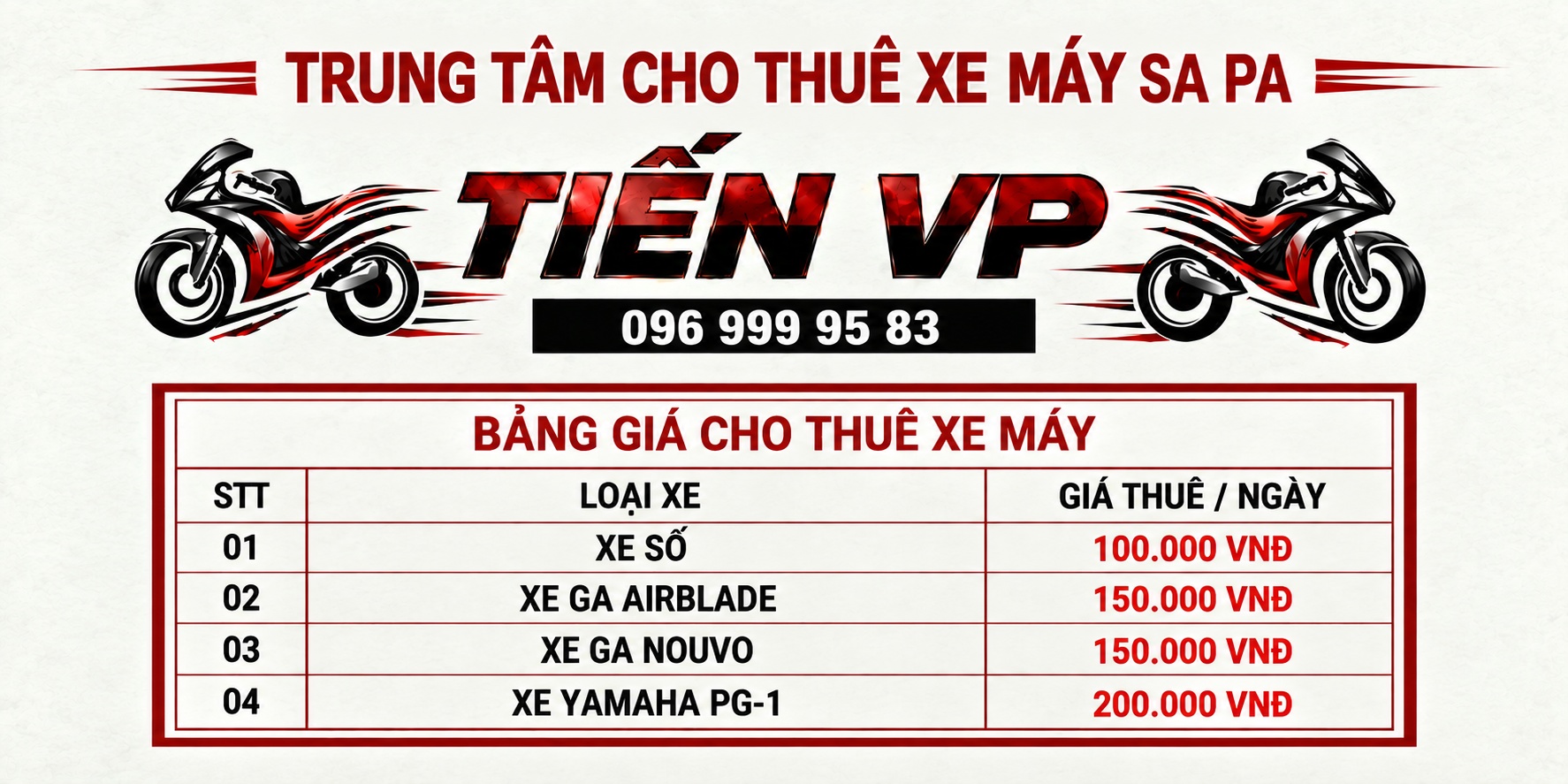 bang gia thue xe may tien vp